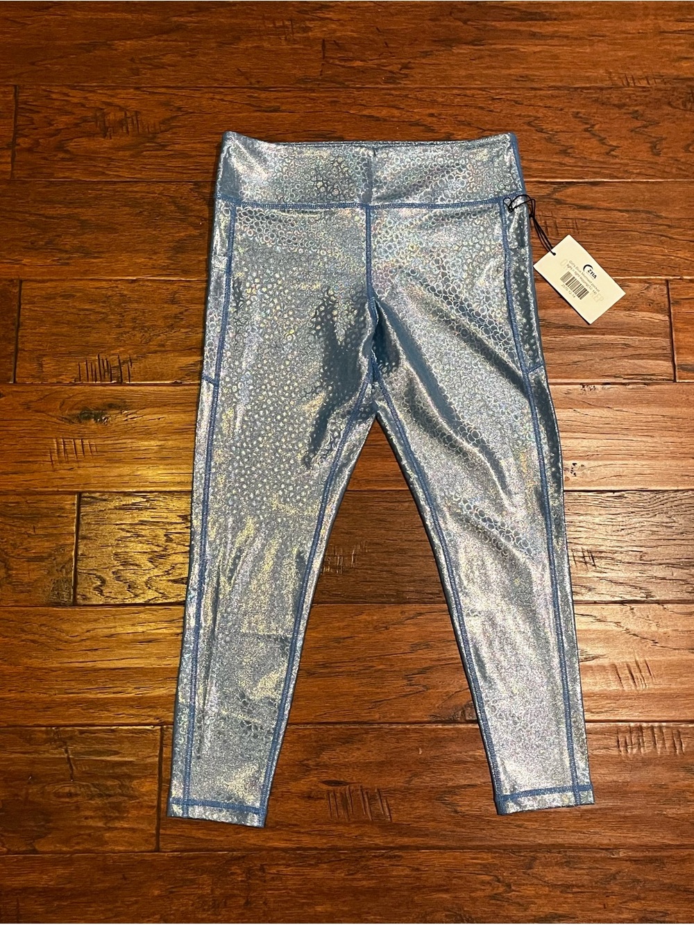 ZYIA Girls Metallic Light Blue Leggings